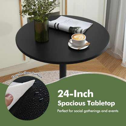 Round Bistro Table Height Adjustable with Heavy-Duty Metal Base
