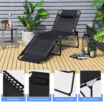 Folding Chaise Lounge Chair Foldable Pool Lounger with 4-Position Adjustable Backrest