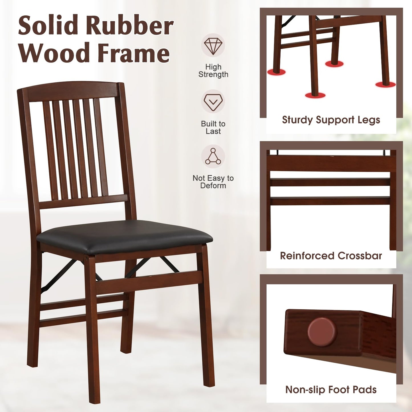 Wooden Kitchen Side Chairs w/Padded Seat for Dining Room