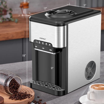Water Dispenser with Ice Maker, 3-in-1 Countertop Hot/Cold Dispenser with Ice Machine