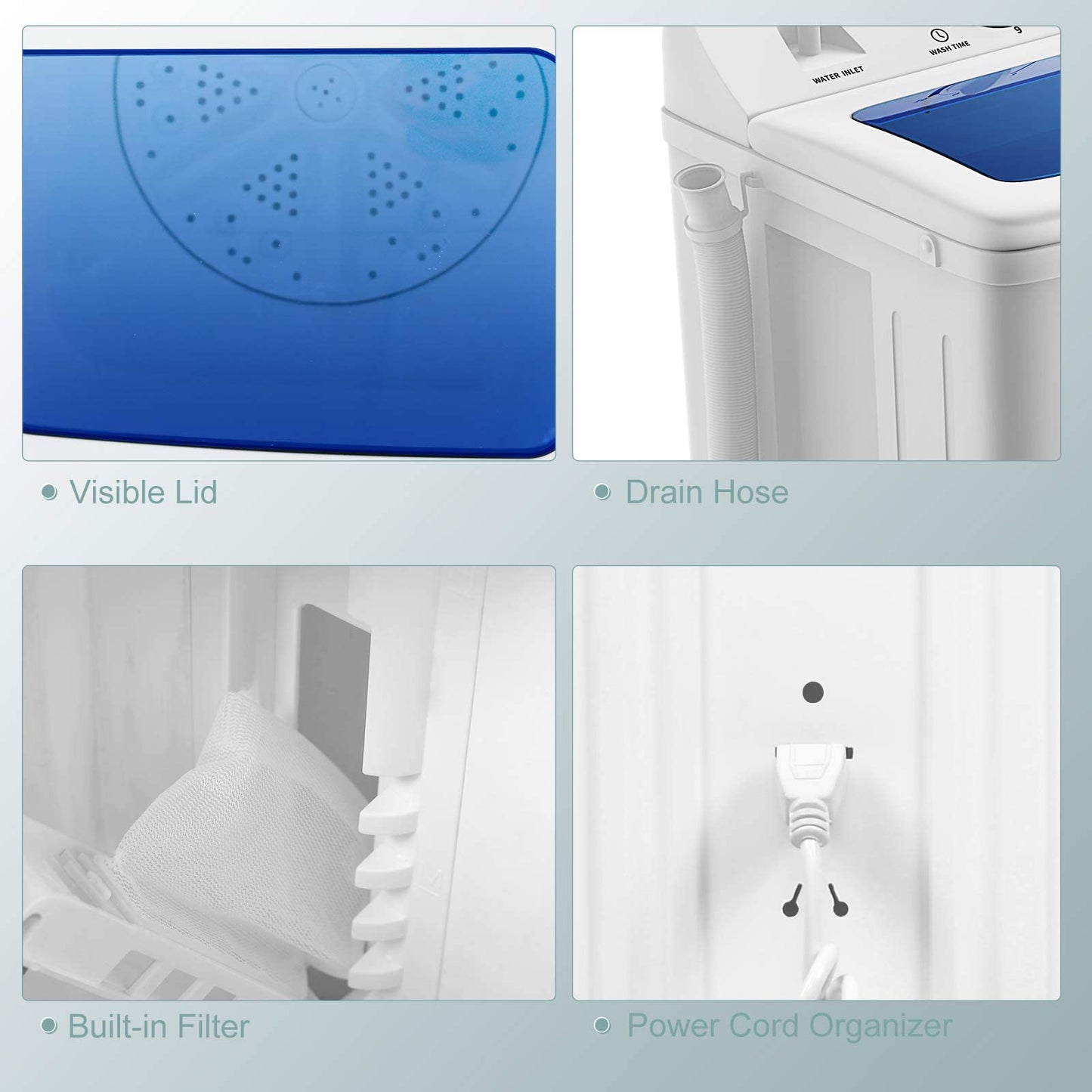 ARLIME 20 lbs Compact Twin Tub Washing Machine for Home Use