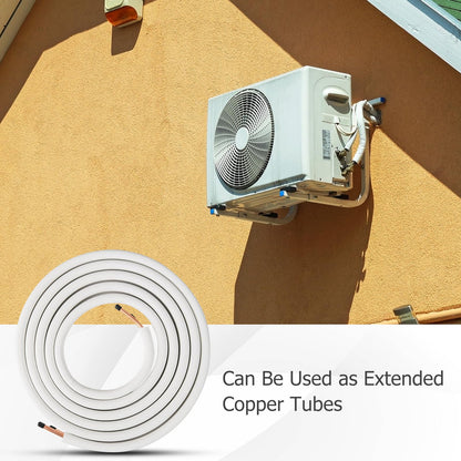25 Ft. Mini Split Line Set | 1/4” & 1/2” O.D. Copper Pipes Tubing with 3-Layer Insulation