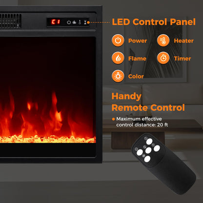 18 Inches Electric Fireplace 5,000 BTU Fireplace Insert w/Remote Control
