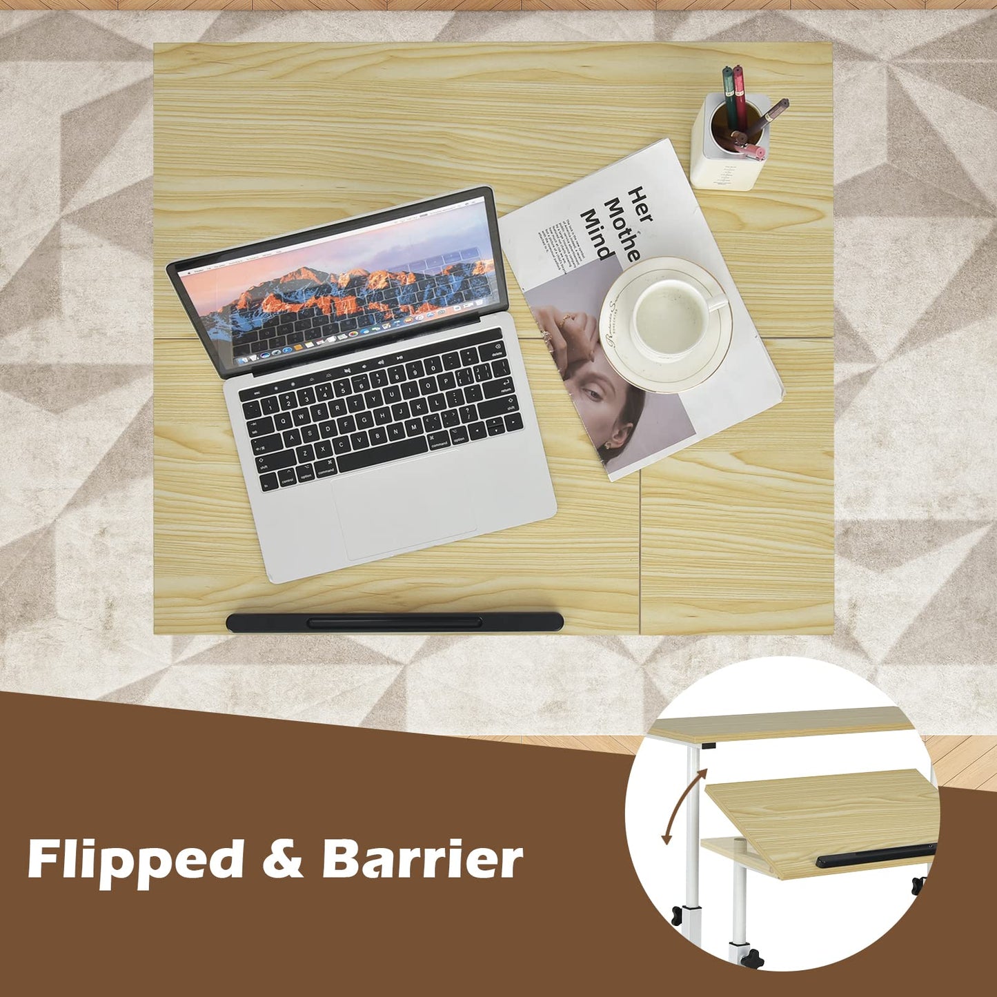 Mobile Standing Desk with Wheels for Home & Office