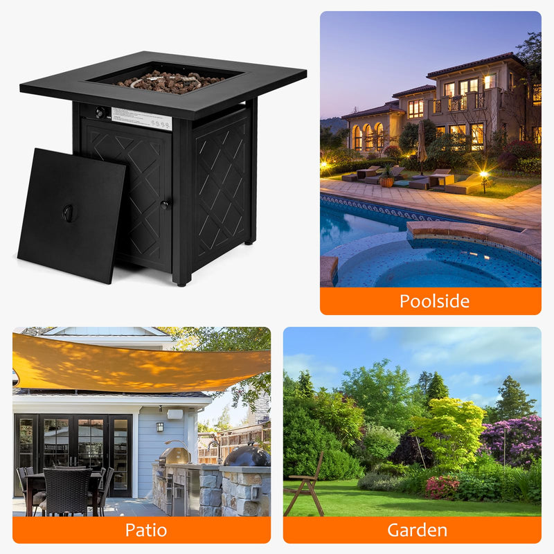 28 Inches Outdoor Propane Fire Pit Table for Patio
