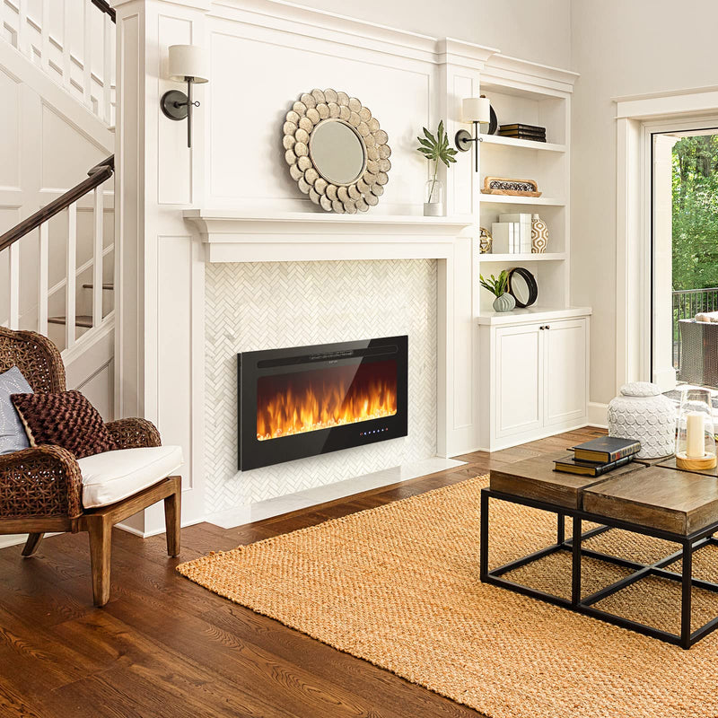 ARLIME 50” Recessed Electric Fireplace 750W/1500W Wall Mounted & in Wall