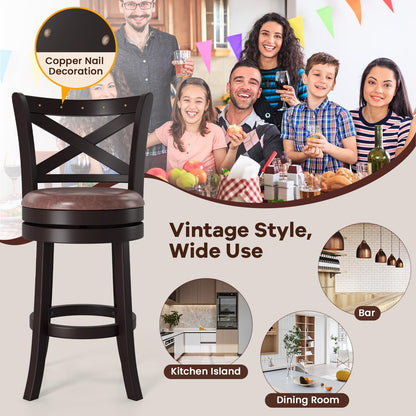 30" Swivel Counter Height Bar Chairs with Copper Nails