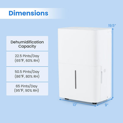 5000 Sq.Ft Portable Large Home Dehumidifier for Basements with 2 Modes & 3 Fan Speeds