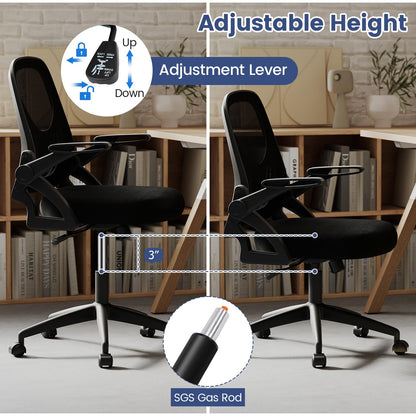 Comfy Swivel Rolling Desk Chair with Adjustable Height & Flip-Up Armrests