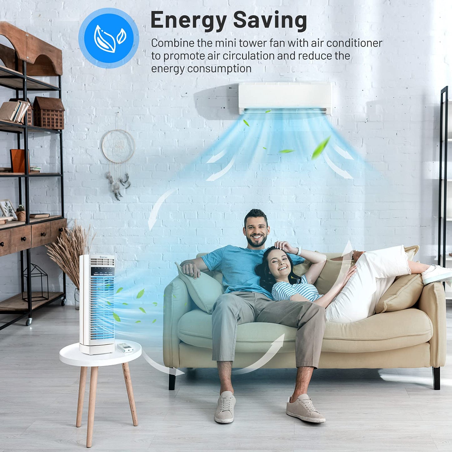 Tower Fan 14 Inches Portable Oscillating Desk Fan with 3 Speeds