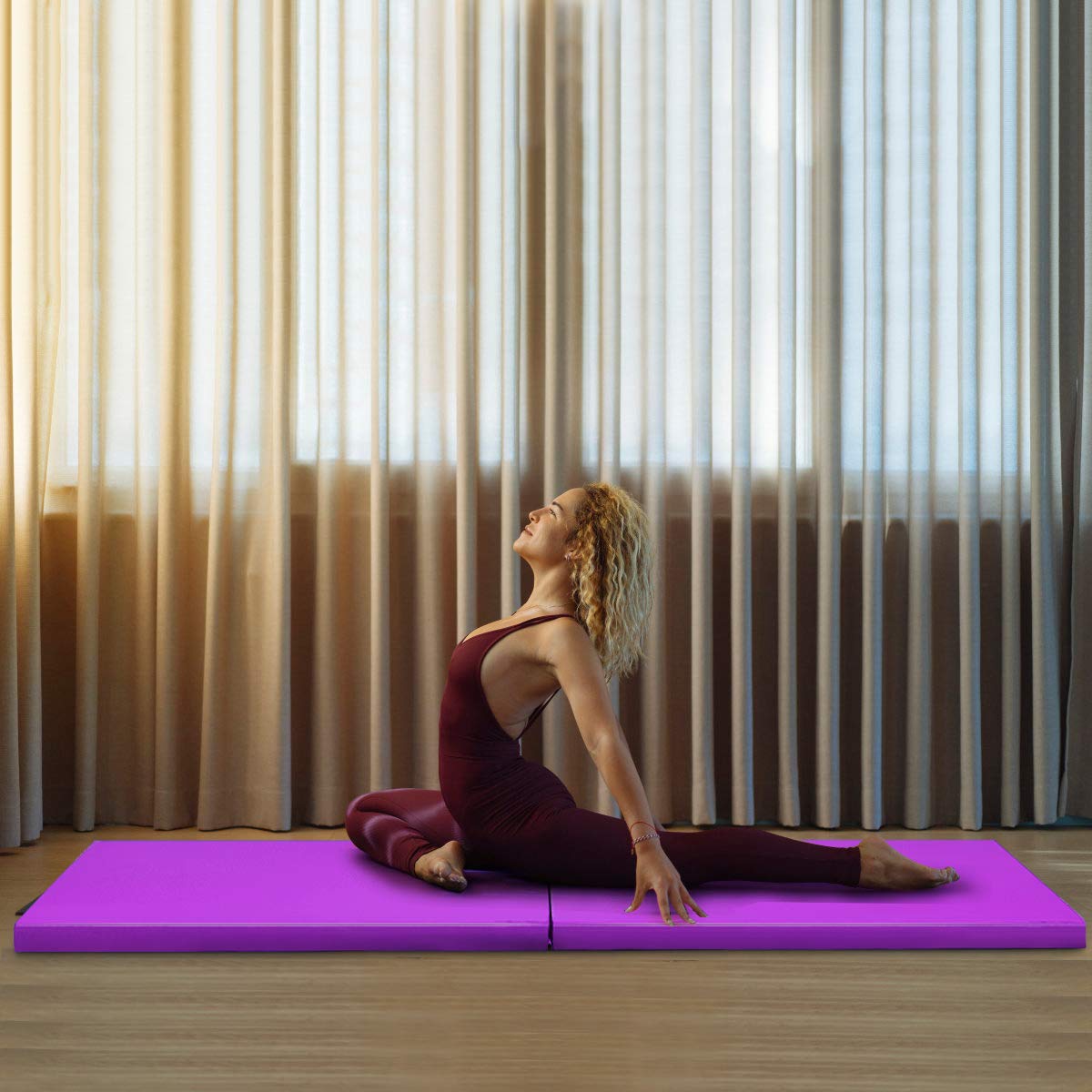 ARLIME 2" Thick Exercise Mat, 2-Fold Folding Gymnastics Mat with Carrying Handles