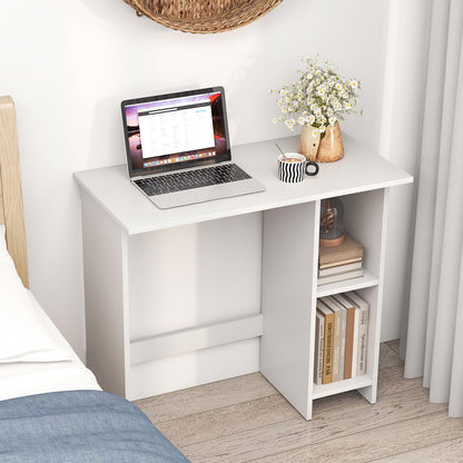 31.5” Space Saving White Writing Desk Modern Home Office Computer Workstation with Adjustable Shelf