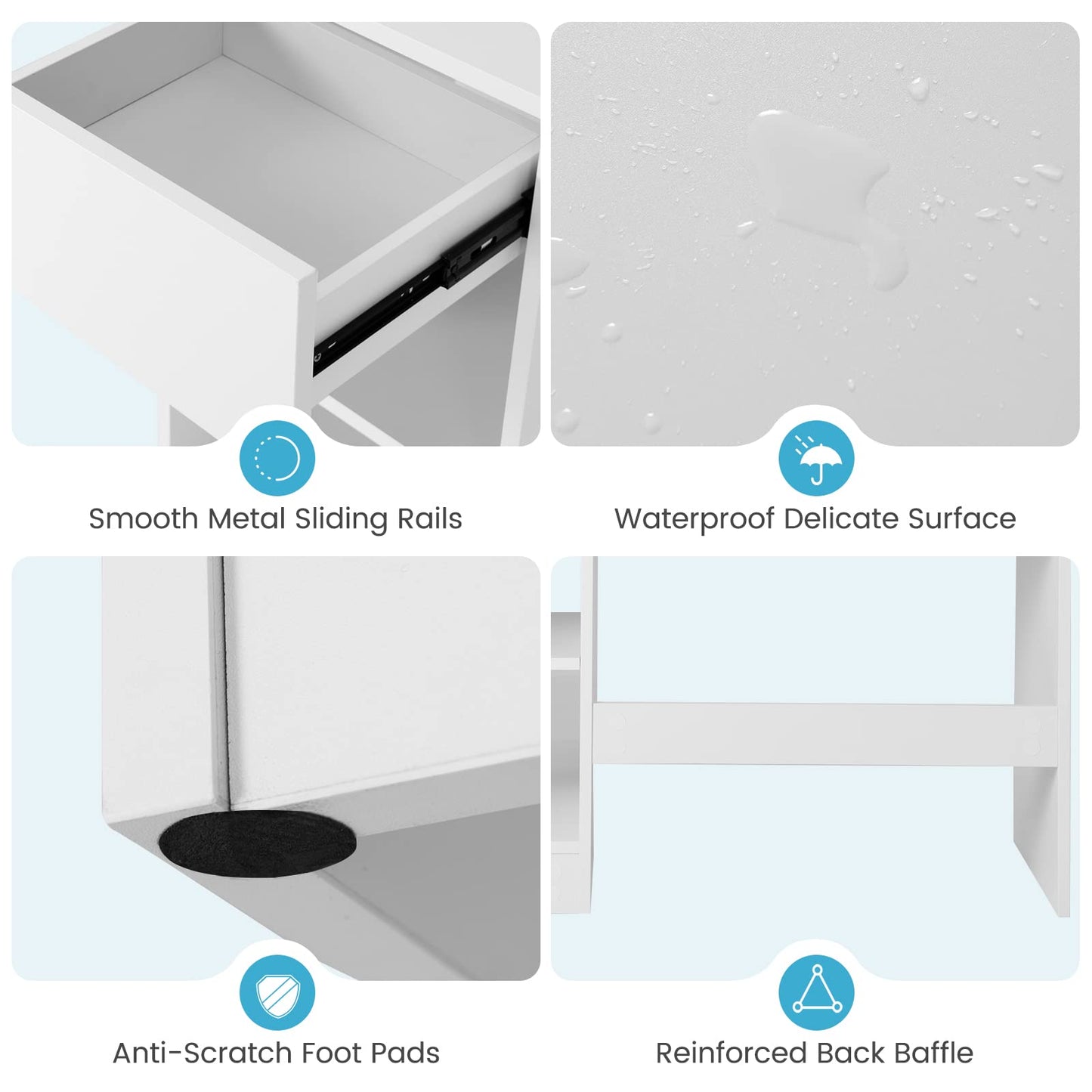 Computer Desk with Keyboard Tray Large Drawer Home Office Desk with Adjustable Shelf & Cable Hole