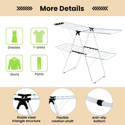 Clothes Drying Rack w/Height Adjustable Wings