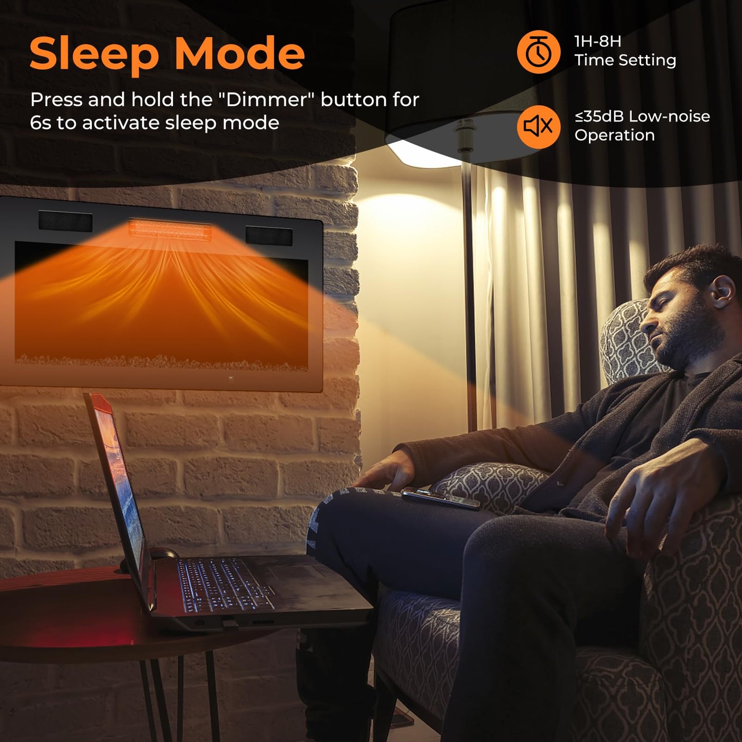 40 Inch Electric Fireplace Recessed and Wall Mounted, 750W/1500W Electric Fireplace Heater with Remote