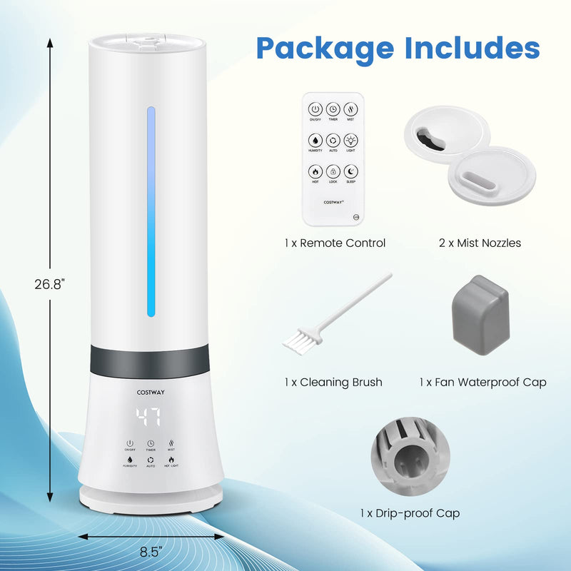 Humidifier for Bedroom Large Room, 2.4 Gallon Warm & Cool Mist Top Fill Ultrasonic Air Vaporizer with Auto Mode