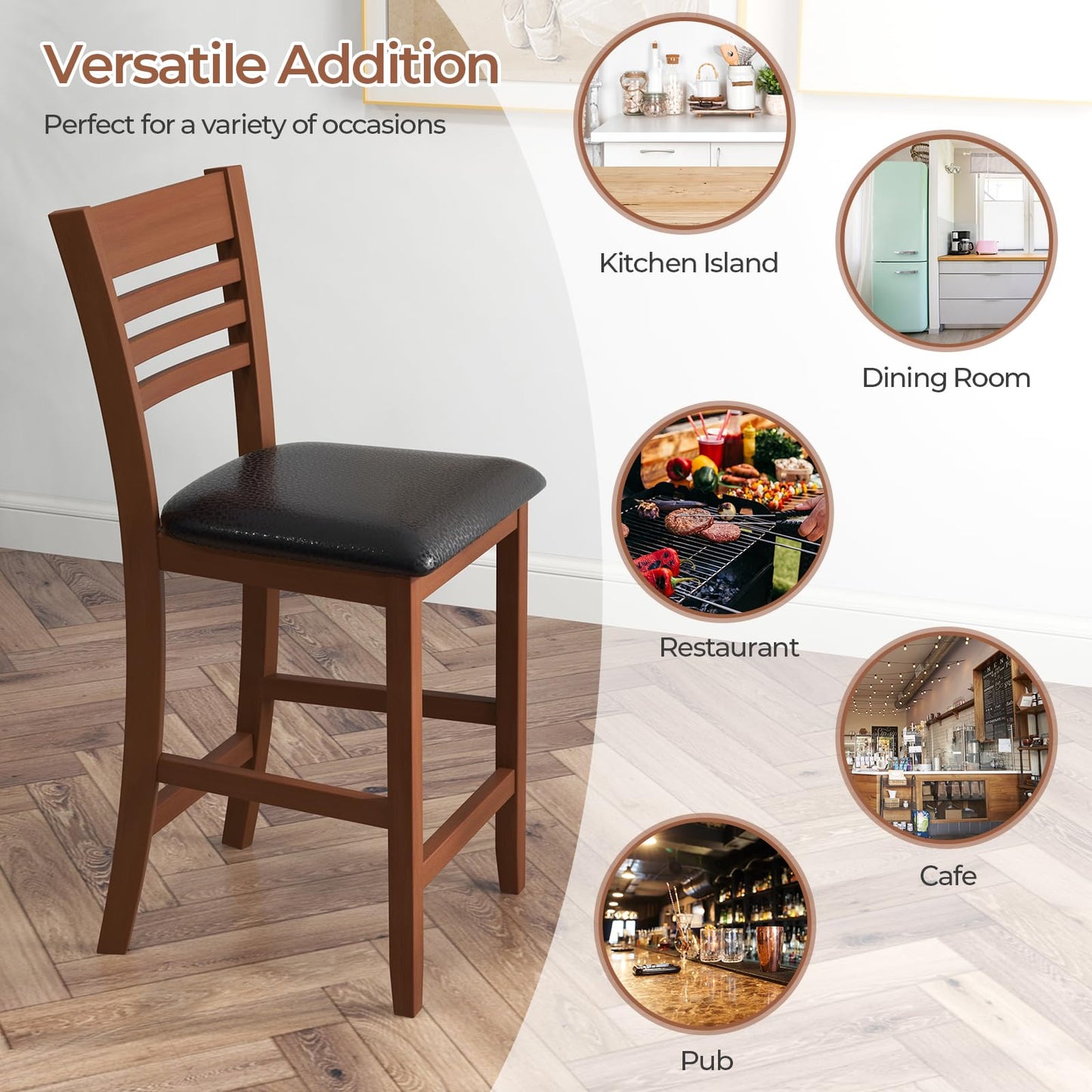 Counter Height Bar Stool Set of 2/4 25.5” Kitchen Island Stool