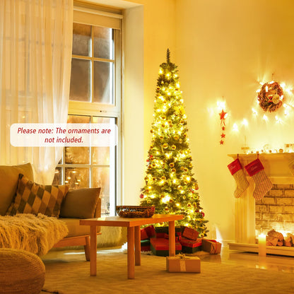 7FT Pencil Christmas Tree Slim Skinny Hinged Pine Tree with PVC Material