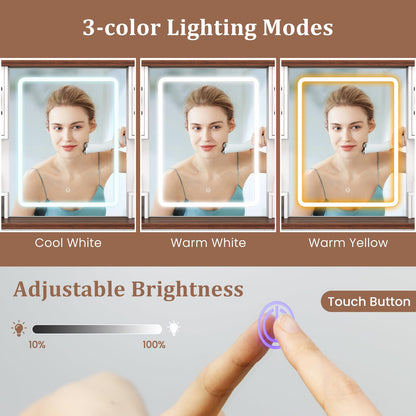 44.5'' Farmhouse Dressing Table w/Charging Station for Girls