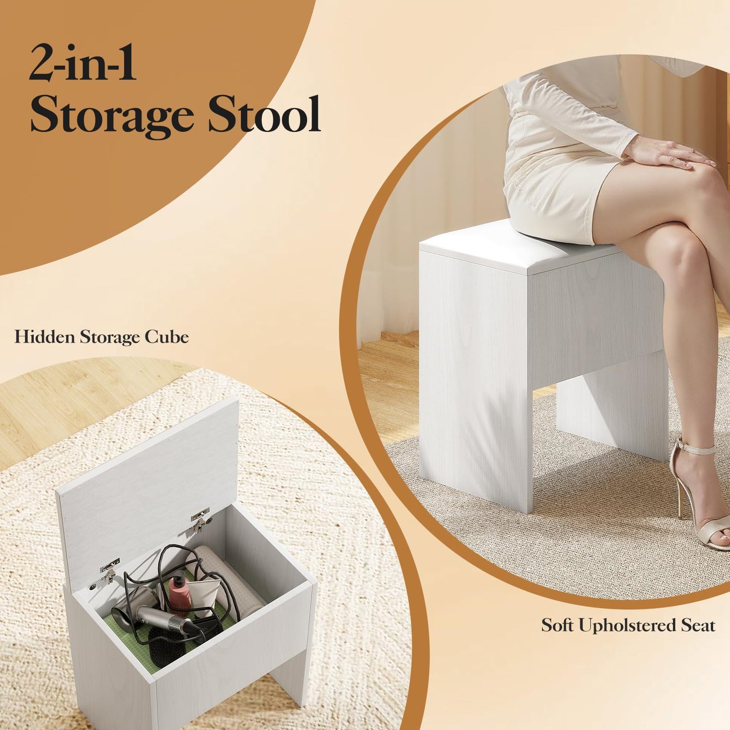 43.5'' Modern Dressing Table with Charging Station