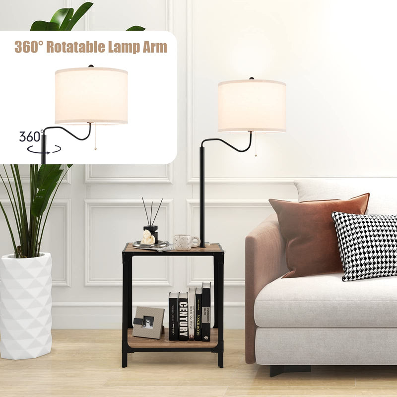ARLIME Floor Lamp with End Table and USB Charging Ports
