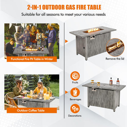 43" Propane Fire Pit Table w/Waterproof Cover for Balcony
