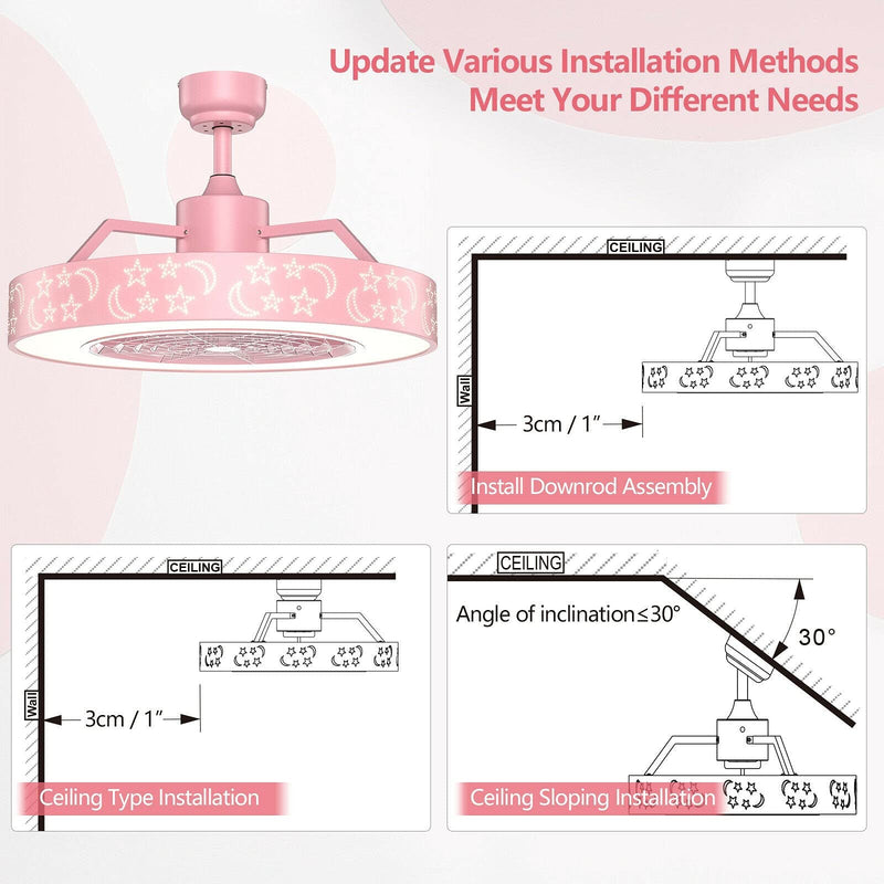 ARLIME Ceiling Fan with Lights, 23" LED Dimmable Starry Fan Lamp with Invisible Blades