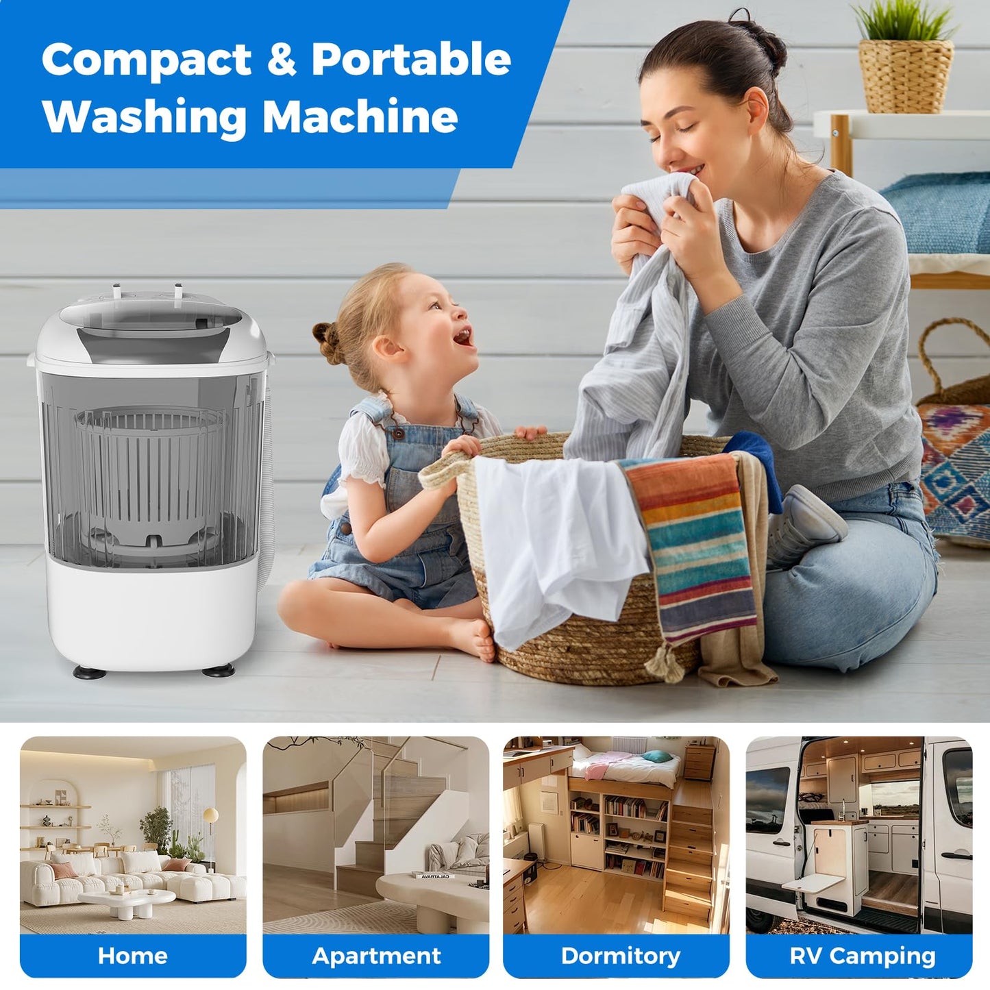Mini Portable Washing Machine for Apartment Dorms RV Home