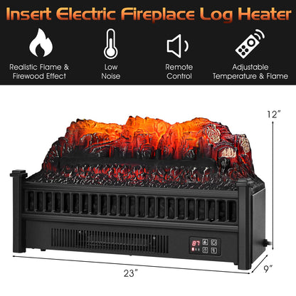 ARLIME 23" Electric Fireplace Log Set Heater, Portable Realistic Ember Bed Fireplace Insert w/Adjustable Flame Brightness & Temperature