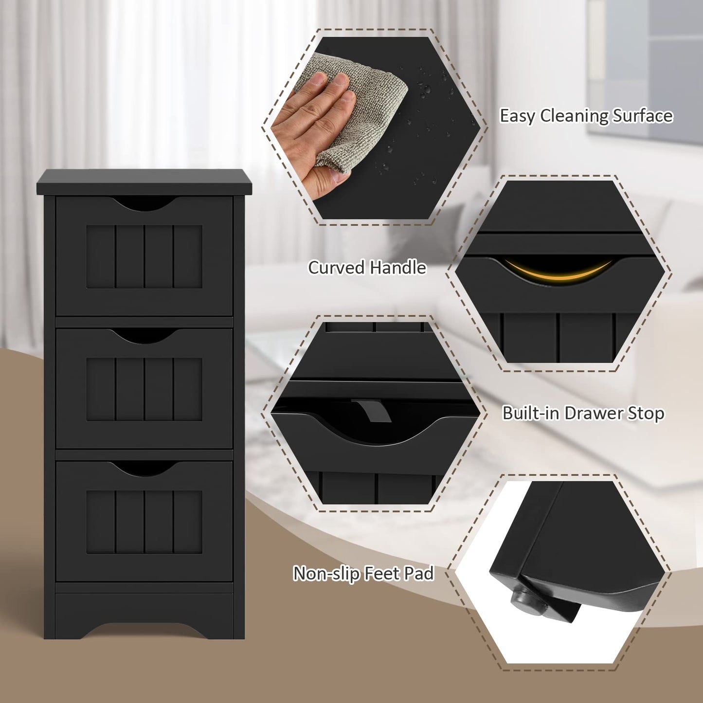 Bathroom Storage Cabinet Space-Saving Tower Storage Cabinet