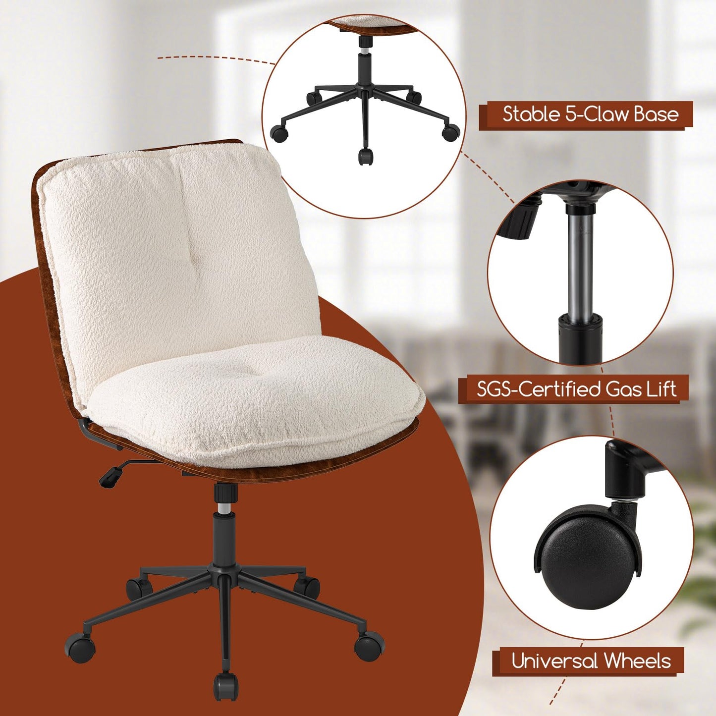 Dual Layer PU Leather & Thickened Boucle Cushion for Small Space