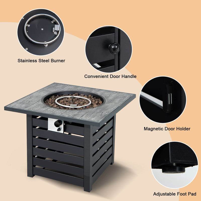 32" Outdoor Square Firepit with Waterproof Cover