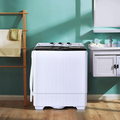 Portable Washing Machine 2-in-1 Twin Tub 26lbs Capacity Laundry Washer(18lbs) and Spinner(8lbs) with Control Knobs