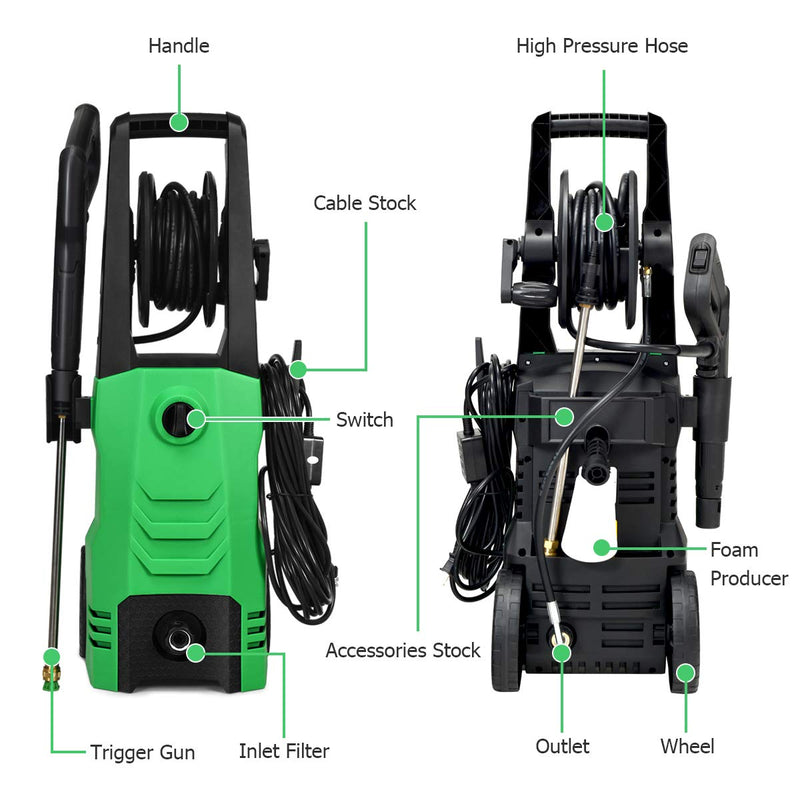 3500 PSI Electric Pressure Washer, 2.6GPM 1800W - Arlime
