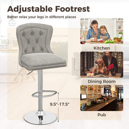 Adjustable Bar Stools Dutch Velvet Bar Chairs with Footrest