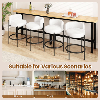24.5 Inch Boucle Modern Barstools w/Curved Backrest for Dining Room