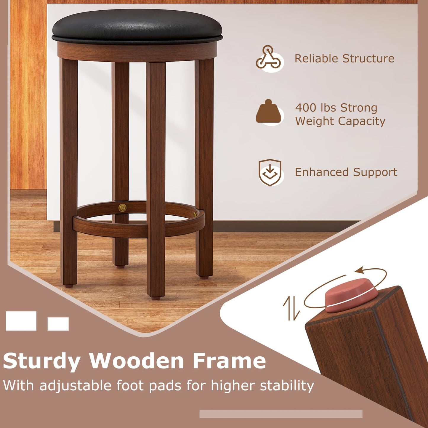 Upholstered Bar Stools Set of 2/4 25” Counter Height Bar Chairs