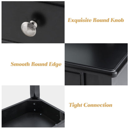 Vanity Desk and Cushioned Stool Set with 5 Storage Drawers