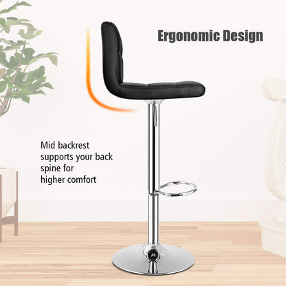 Modern Swivel Adjustable Height PU Leather Barstools with Back