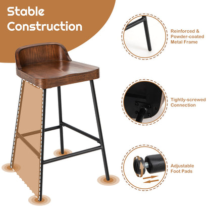 Bar Stool 24.5'' Industrial Pub Stool with Low Backrest and Footrest