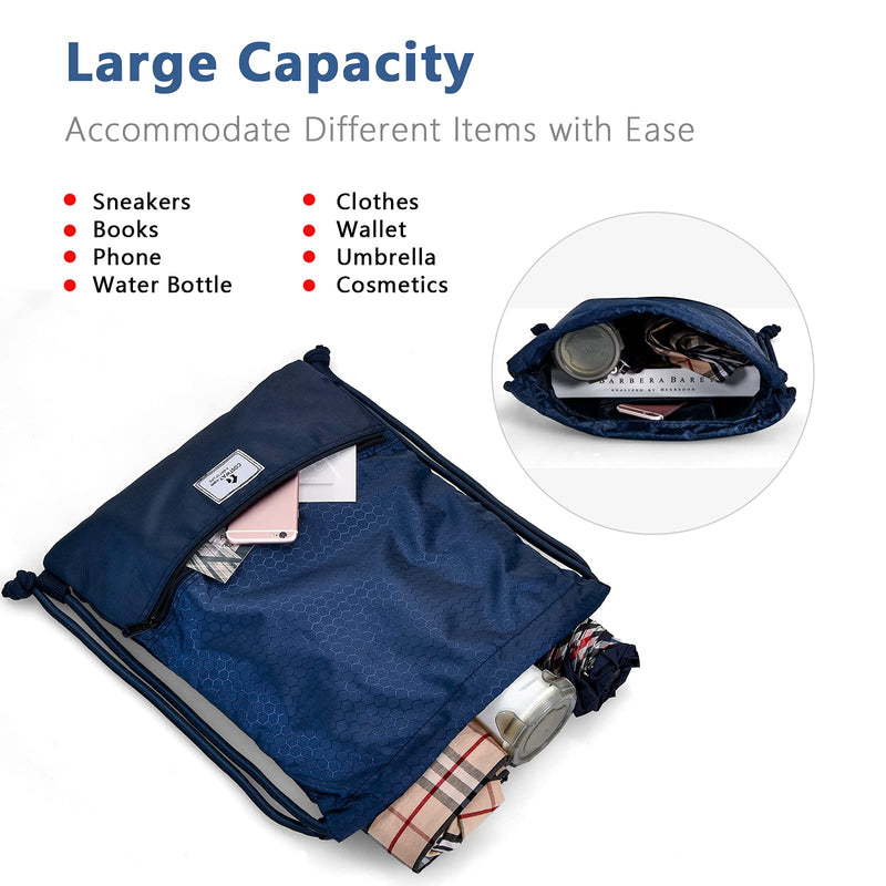 Drawstring Backpack Folding Sports Gym Sackpack with Zipper Pockets