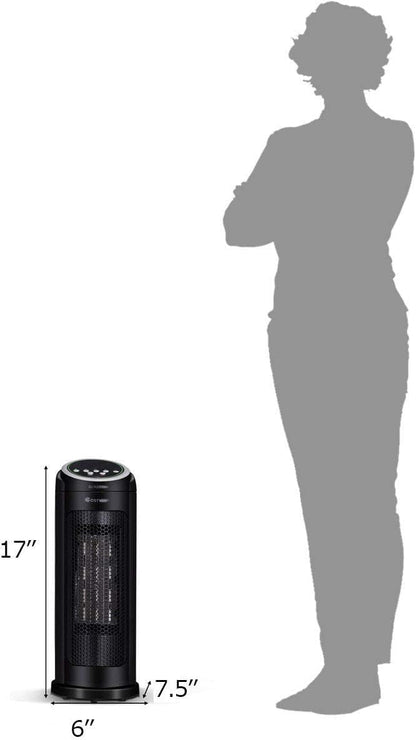 Ceramic Space Heater, 1500W Oscillating Tower Infrared Heater Fan with Remote