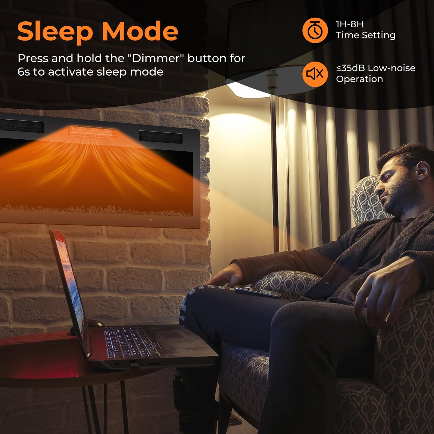 50 Inch Electric Fireplace Recessed and Wall Mounted, 750W/1500W Electric Fireplace Heater with Remote