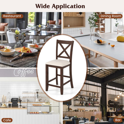 24’’ Counter Height Barstools with Rubber Wood Frame for Home Bar Cafe