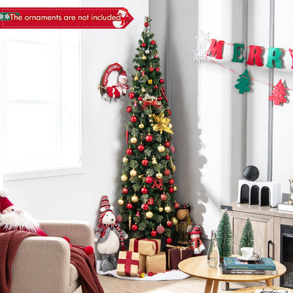 7FT Prelit Half Christmas Tree with 403 Branch Tips & 150 Lights