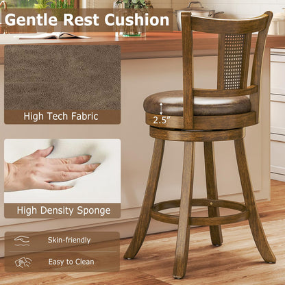 25”/30” Solid Rubber Wood Swivel Counter Chairs with Faux Leather Seat