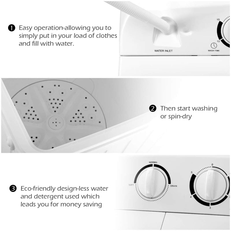 Buy Mini Compact Twin Tub Washing Machine | 20lbs - Arlime
