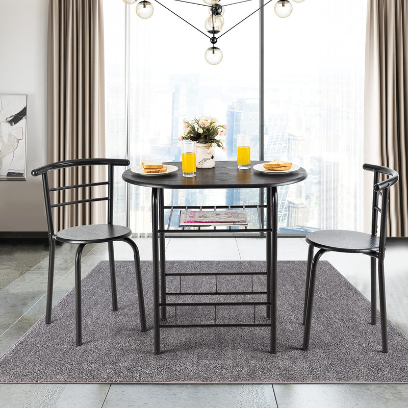 ARLIME 3-Piece Dining Set, Round Kitchen Table w/ 2 Chairs