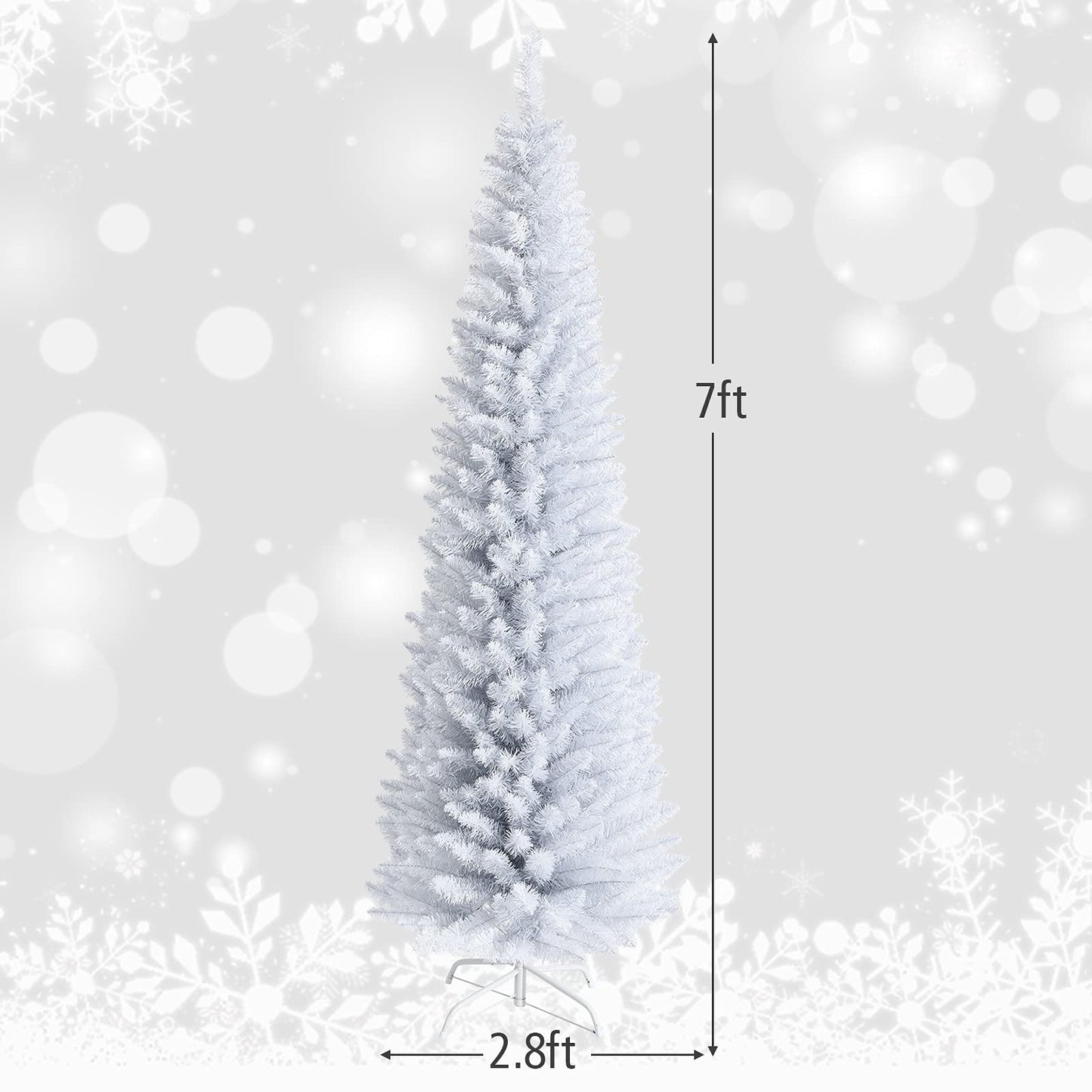 7 Ft Unlit Snow Flocked Christmas Tree with 436 Branch Tips for Home
