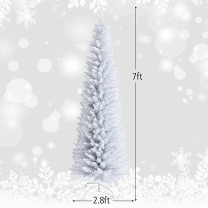 7 Ft Unlit Snow Flocked Christmas Tree with 436 Branch Tips for Home